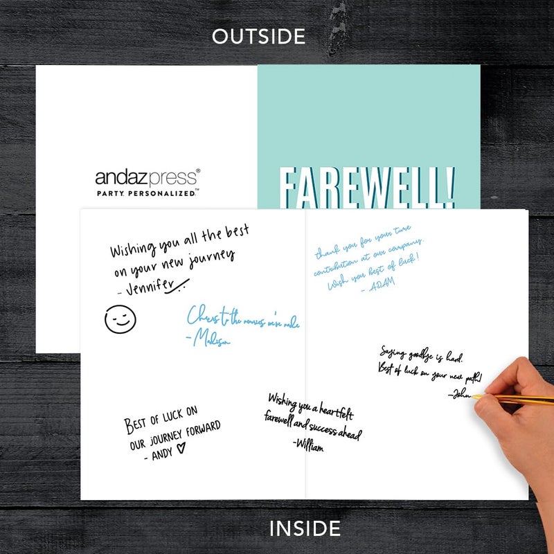 Andaz Press Funny Jumbo Farewell Card With Envelope 8.5 x 11 inch, Office Card, Farewell Good Luck! Diamond Blue 1-Pack, Includes Envelope - Image 3